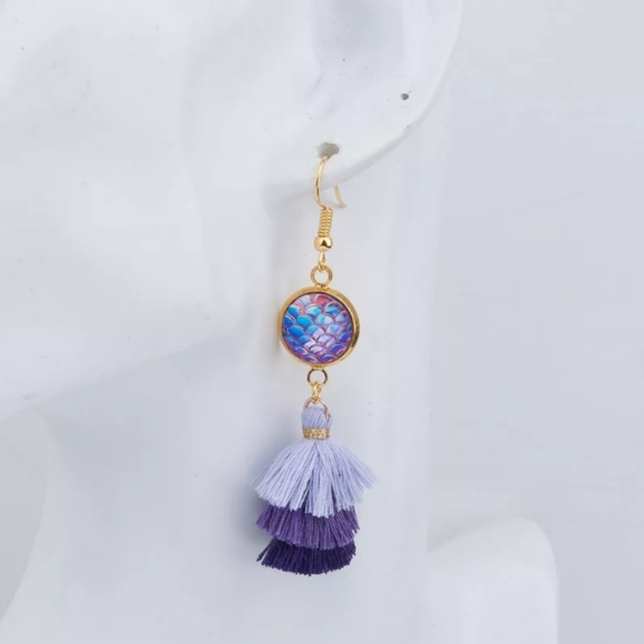 🔹️Purple Mermaid/Dragon Scales Earrings - Picture 4 of 5